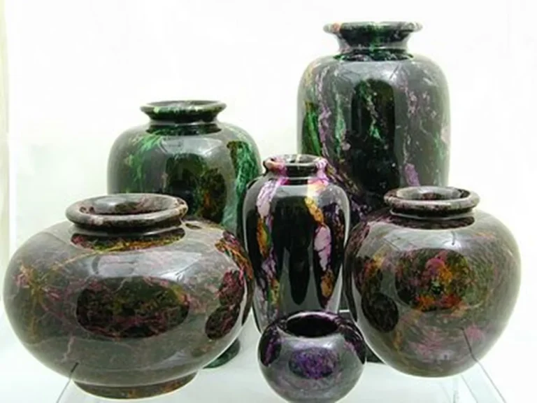 A collection of vases in Cornish Serpentine