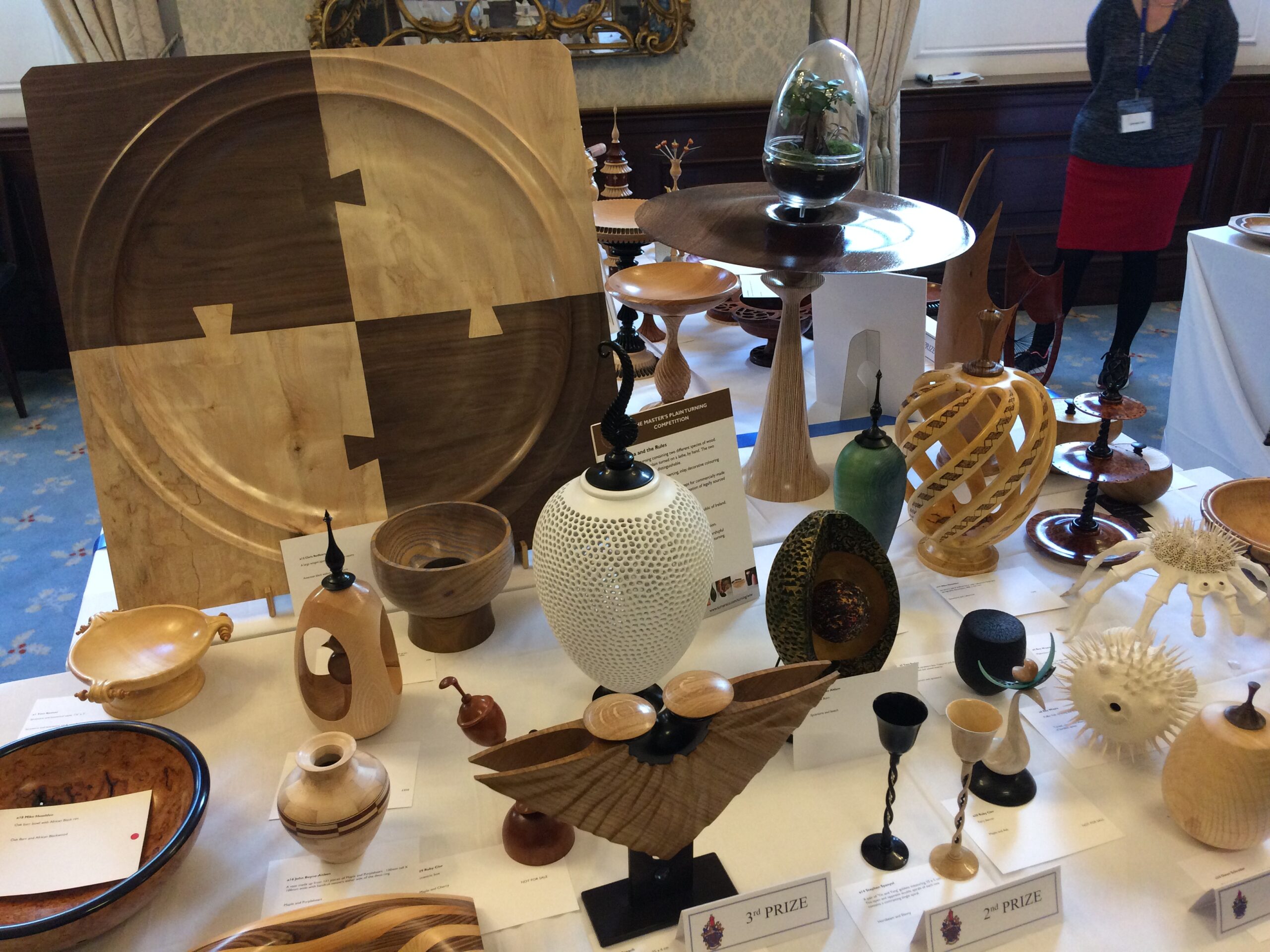 Wood art sculptures that have been made by a woodturner at the Wizardry in Wood exhibition