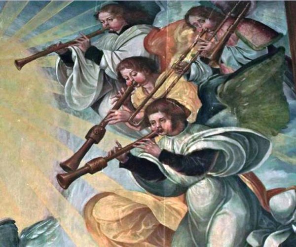 Ancient and modern Shawm players. Ancient and modern Shawm players.