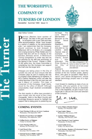 Summer 1999 issue (No. 14) includes: John Slater – new Master; Barbara Newman – Chief Commoner; Edward Windsor Clive – new Clerk.