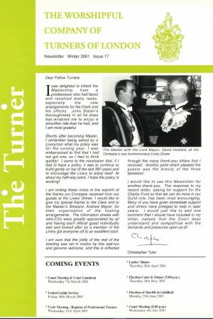 February 2001 issue (No.17) includes: Christopher Tyler – Master’s Letter; Visit to the Tower of London; Edward Field’s workshop; Medieval turning – Mark Hatt-Cook meets Robin Wood.