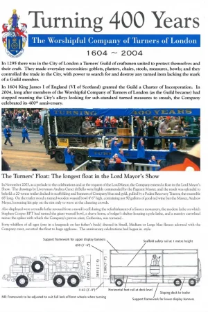 Summer 2005 issue (No.25-A) includes: Turners’ Company celebrates 400 years at 2004 Lord Mayor’s Show; 2004 Wizardry in Wood & 2004 Turning Competitions.